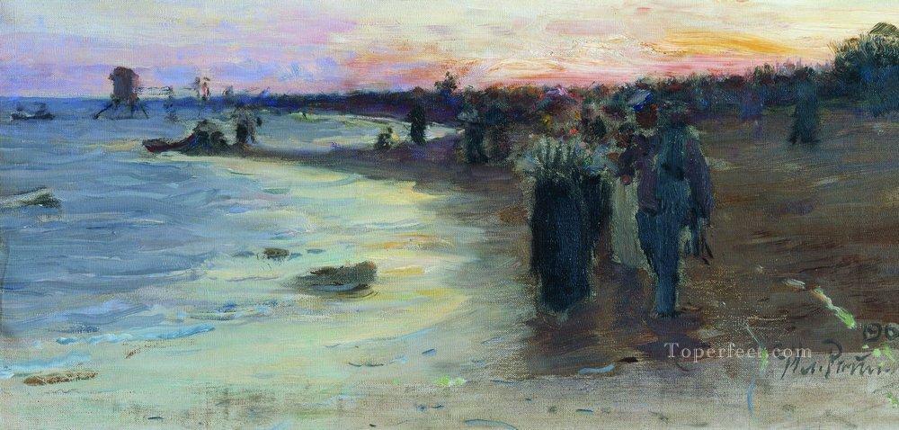 on the shore of the gulf of finland 1903 Ilya Repin Oil Paintings